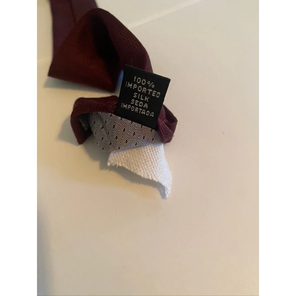 T.K.S. for Nordstrom Mens Burgundy Silk Wavy Textured Weave Necktie Neck Tie